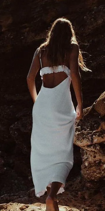 ZARA dress white midi ruffled satin lingerie inspired bodycon fitted wedding - Image 8