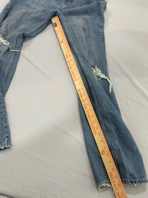 Reformation Jeans Wilder High Rise Wide‎ Leg Jeans Distressed Knees Size 28 - Image 7