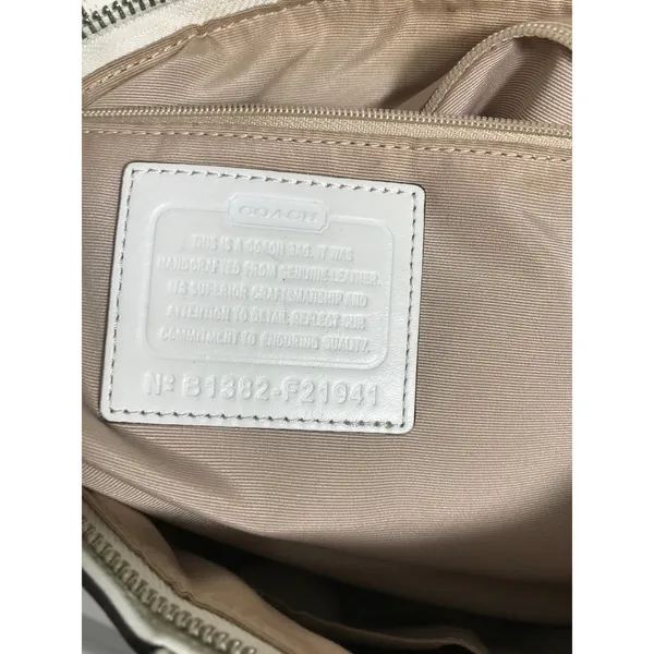 Coach Signature Stripe Perforated Leather Shoulder Bag Tote EUC - Image 6