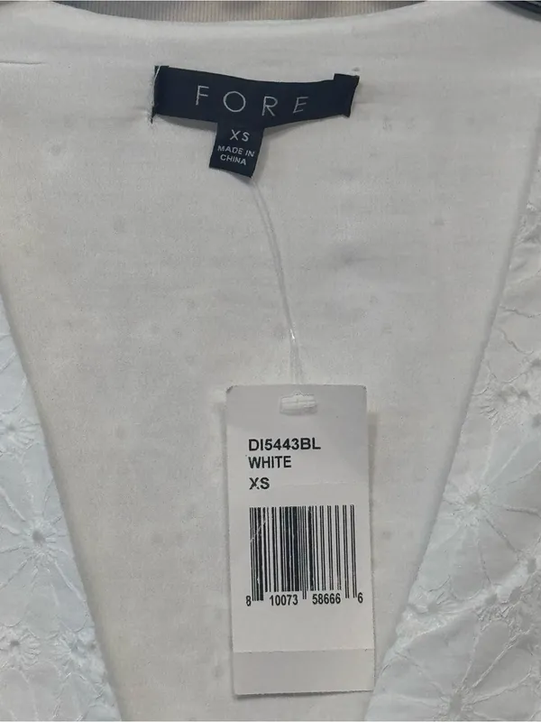 Fore Floral Eyelet Puff Sleeve Dress Size XS White NWT - Image 2