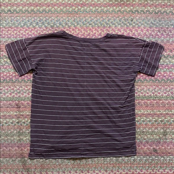 Old Navy Maroon Stripe Boyfriend Pocket Tee - Image 4
