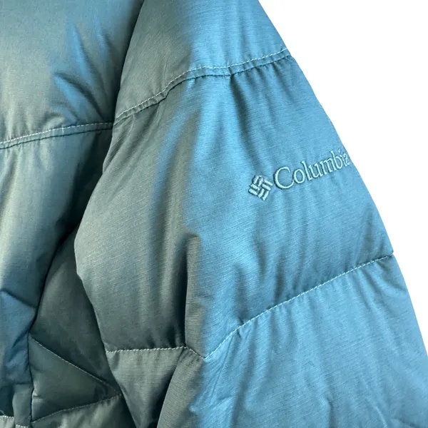 Columbia‎ Down Puffer Jacket Teal Blue Green Quilted Hooded Winter Coat Womens S - Image 10