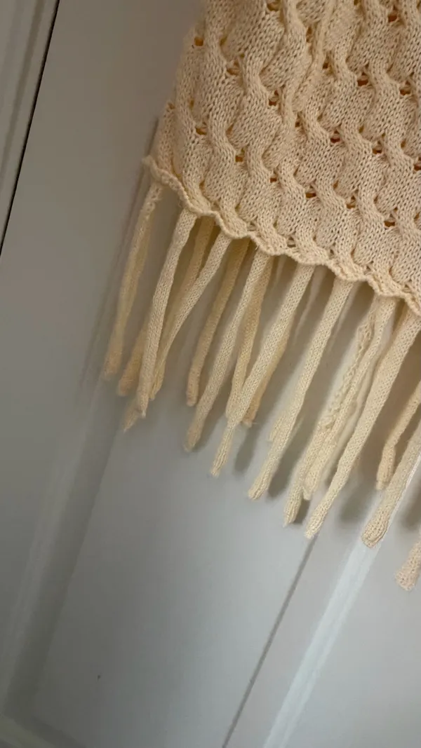 Davi & Dani Cream Chunky Knit Mock Neck Crop Sweater - Image 5