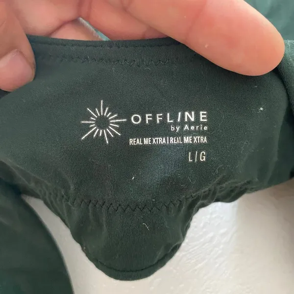 OFFLINE by Aerie Real Me Xtra Sports Bra L Dark Green Scoop Neck Yoga - Image 4