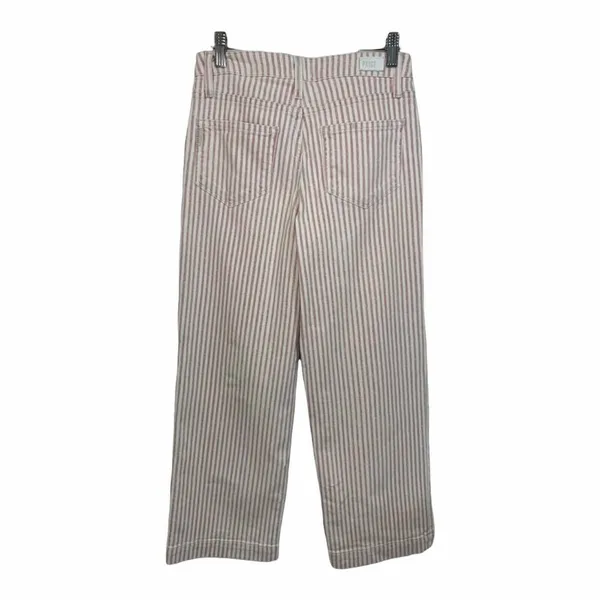 Paige‎ Nellie Pink Stripe High Rise Wide Leg Cropped Jeans 25 - Image 3