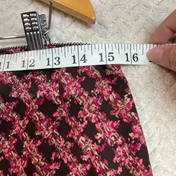NYCC Y2K Vintage Pink Brown Elastic‎ Waist A-Line Gored Hem Midi Skirt Medium - Image 9