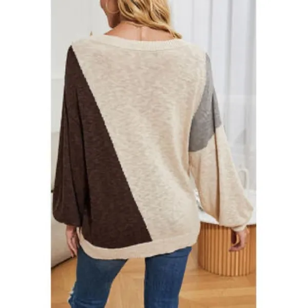 Jhon Peters cream brown and gray color block sweater size large - Image 3