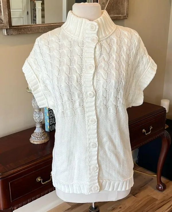 Style & Co Cream Cable Knit Oversized Sweater - Image 2