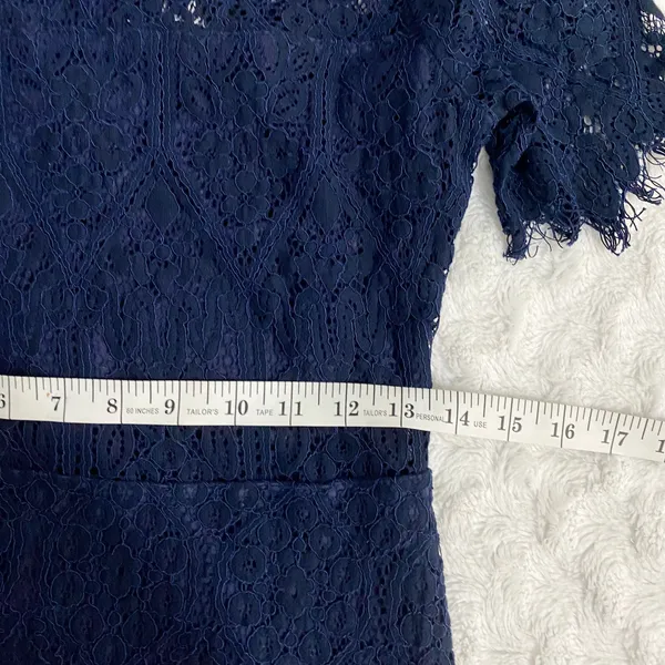 Lulus Remarkable Navy Blue Sheer Lace Short Sleeve Event Cocktail Mini Dress M - Image 9