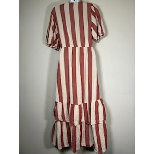 Knox Rose Stripped Maxi Dress Tiered Wrap Tassel Cottagecore Nautical Preppy Boho Medium - Image 5