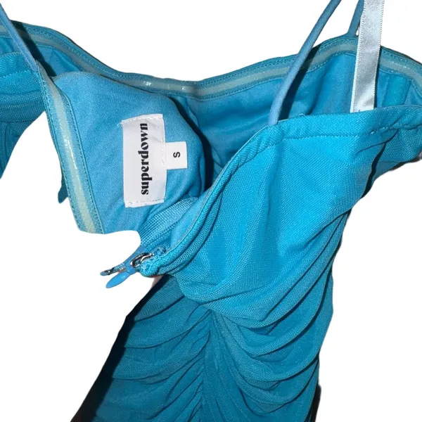 Superdown Strapless Turquoise Dress - Image 4