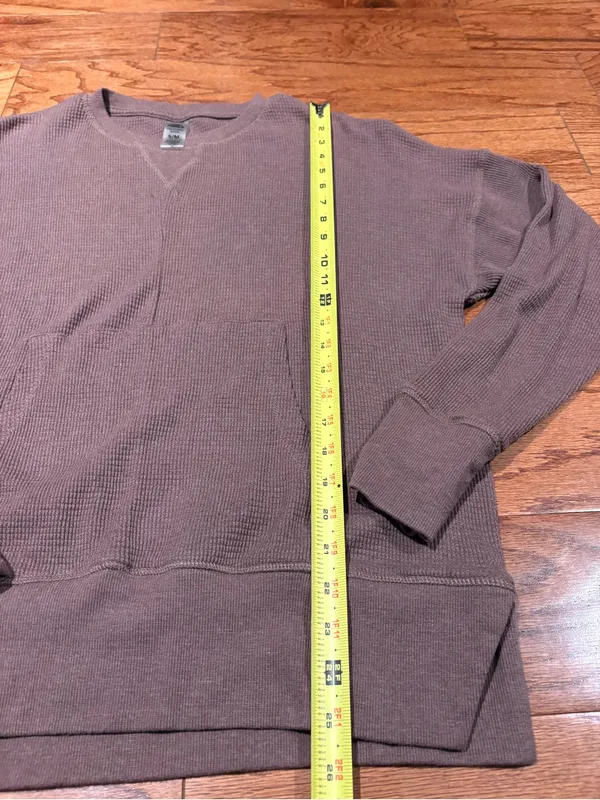 Mono B Women’s Crewneck Waffle Knit Sweater - Mauve Brown S/M Farmcore - Image 3
