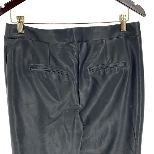 Bagatelle Womens Wide Leg Crop Mid Rise Zip Faux Leather Pants Black Size Medium - Image 4