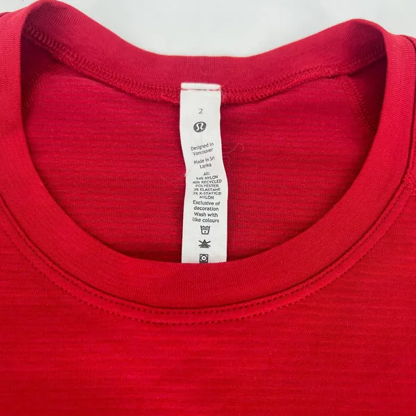 Lululemon Swiftly Tech Cropped Short Sleeve 2.0 Oxford‎ Red Size 2 - Image 5