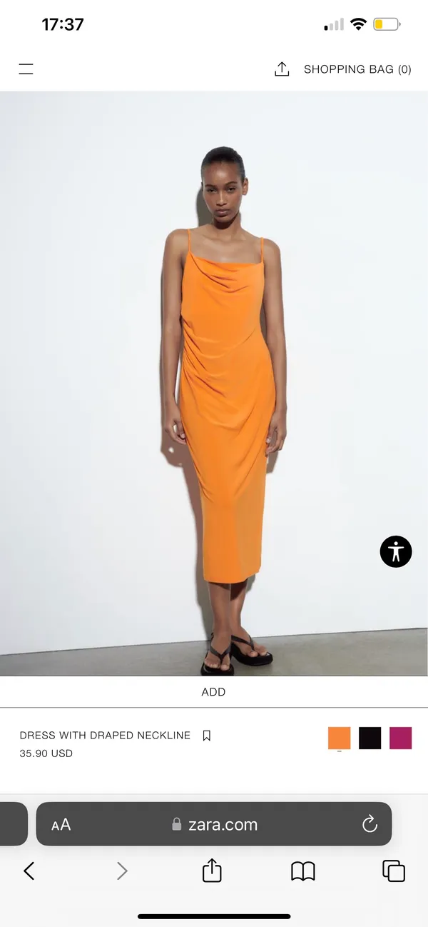 ZARA Midi Orange Dress - Image 5