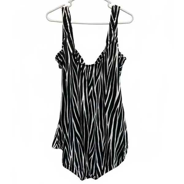 Maxine of Hollywood Zebra Spa Shirred One Piece Swimsuit Plus Size 22W - Image 4