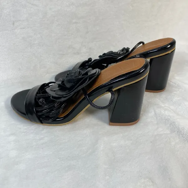 Lovella Flower Heels Block Heel Sandals‎ Strappy Party Shoes Black Size 9/39 - Image 8