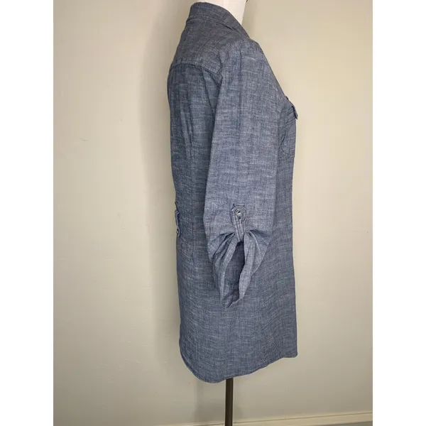 fei Chambray Denim Shirt Long Tunic Sz Large Preppy Casual Western - Image 4