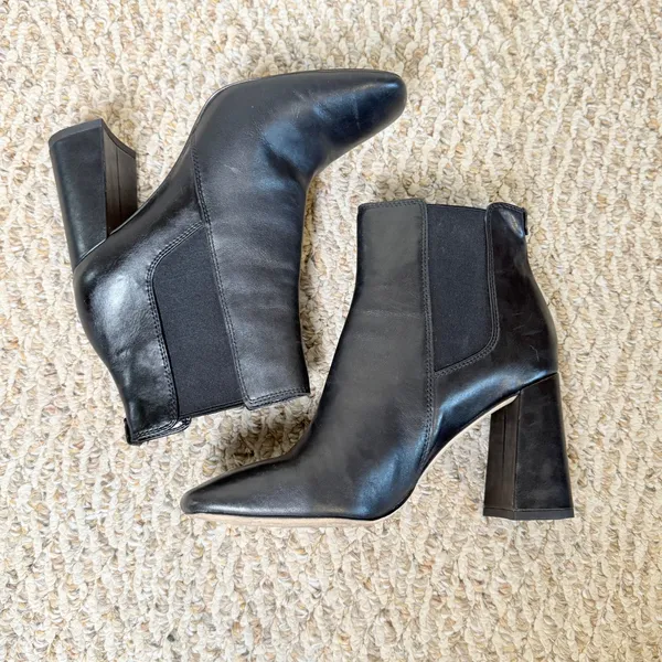Sam Edelman Chiara Black Leather Square Toe Block Heel‎ Ankle Boots Women's 9M - Image 8