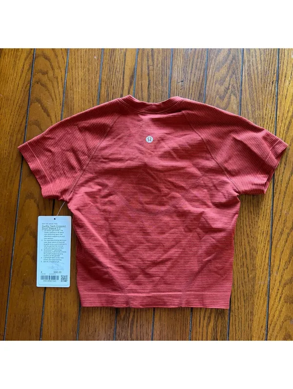 Lululemon Swiftly Tech Cropped Short Sleeve 2.0 Cherry Ember Size 4 NWT - Image 2