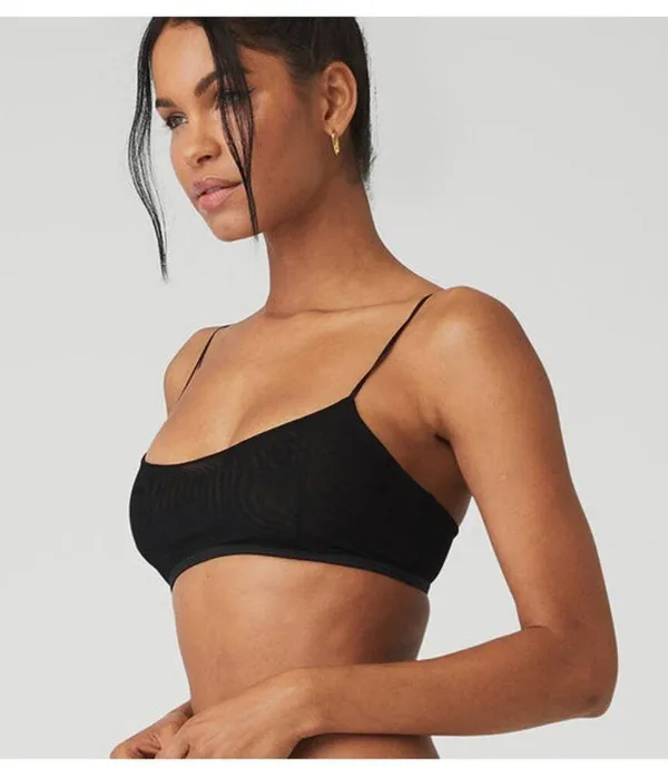 Alo Airmesh Venus Bralette Black Sheer Mesh Festival Gothic Bra Tank Crop Top XS - Image 4