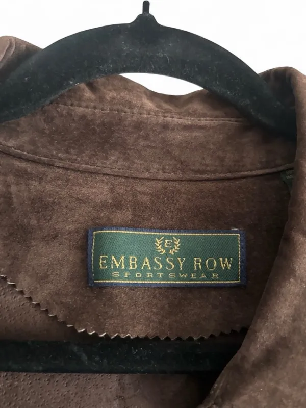 Embassy Row Classic Dark Brown Suede Shirt Jacket Shacket Vintage Size 16 Luxury - Image 3