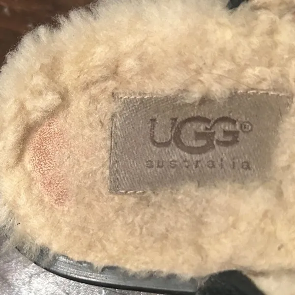 UGG Clog Mule Black Suede 9 Shearling Platform‎ Floral S/N 5304 Chunky Y2K Retro - Image 8