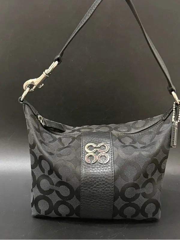 COACH 43771 Julia Outline OP Art Black Jacquard Canvas Small Purse Shoulder Bag - Image 16