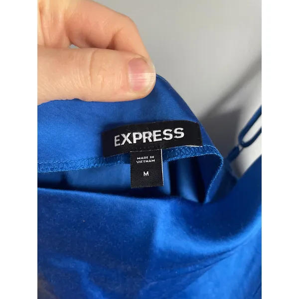 Express Royal Blue Silky Cocktail Slip Dress Midi size Medium Wedding Guest - Image 2