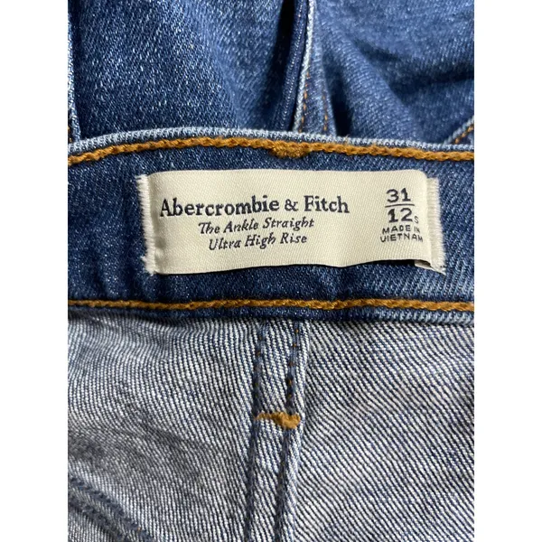 Abercrombie & Fitch The Ankle Straight Ultra High Rise Blue Denim Jeans Size 12 - Image 5