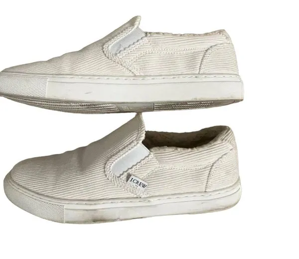 J Crew Woman's Ivory Corduroy Slip-On Sneakers with Sherpa Lining Cozy Size 9 - Image 6