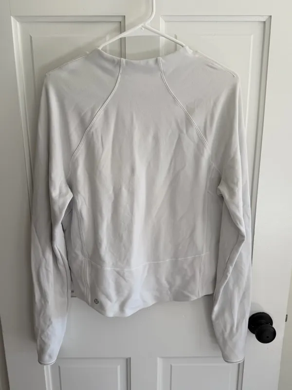 Lululemon‎ White Fleece Pullover Sweatshirt Zip Pockets Size 12 - Image 6