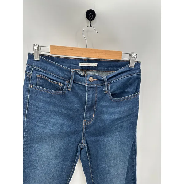 Levis Women Slimming Straight Jeans Medium Wash Stretch Mid Rise‎ Blue Size 30 - Image 5