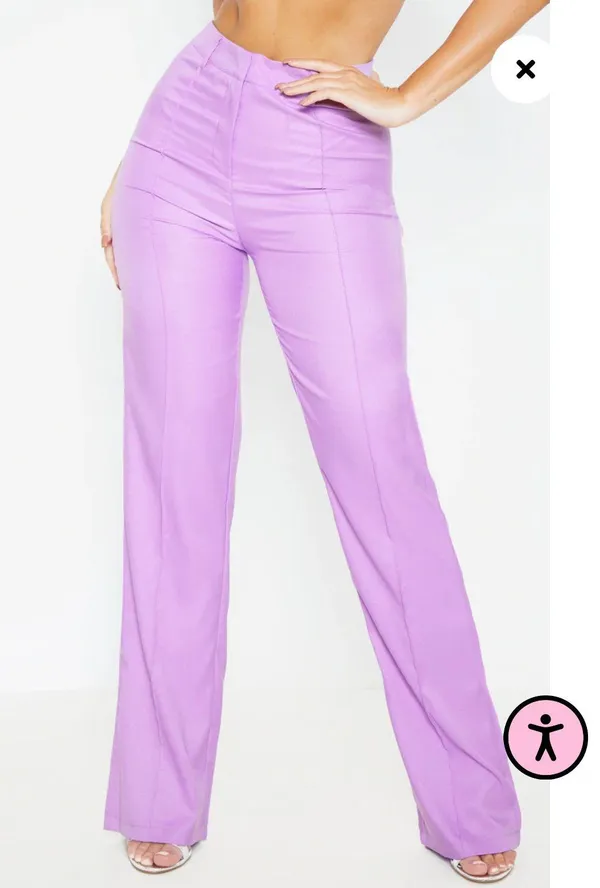 Pretty Little Thing s Purple High Waisted Straight Leg Trousers - Image 4