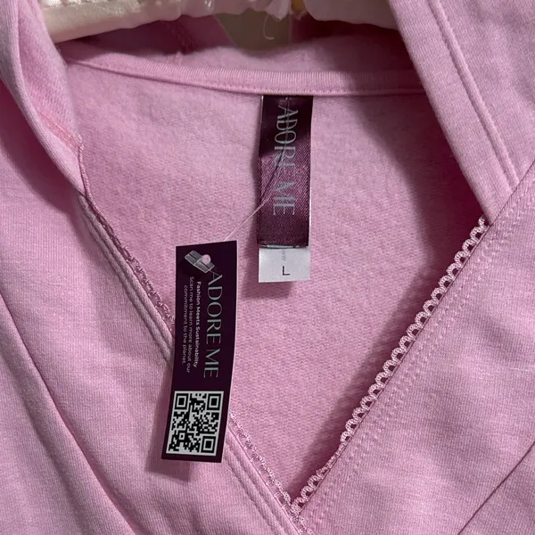 Adore Me Pink Fleece‎ Pullover Hoodie Sweatshirt Cozycore Loungewear Coquette - Image 4