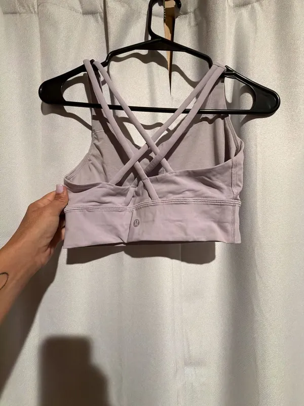 Lululemon Energy Longline Sports Bra Pink Lilac Strappy Back Size 6 - Image 3
