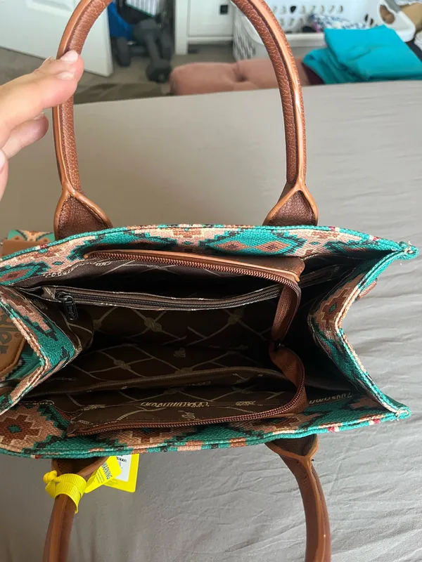 Wrangler Southwestern Print Canvas Tote Crossbody Small - Image 3