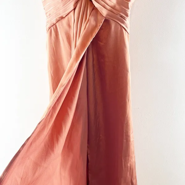 Hello Molly Piece Of Your Love Satin Maxi Dress Rust Coral Peach Pink 2 - Image 6