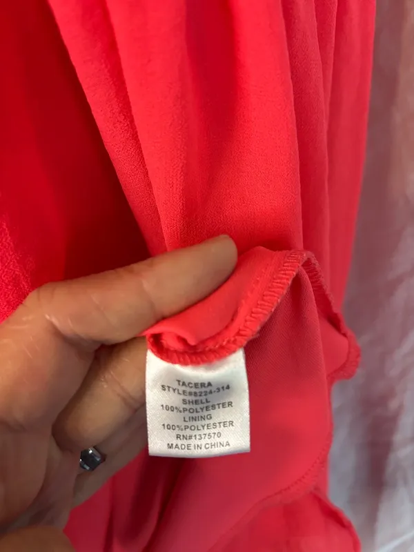 Tacera Coral-Red Cold-Shoulder Midi Dress - Image 5