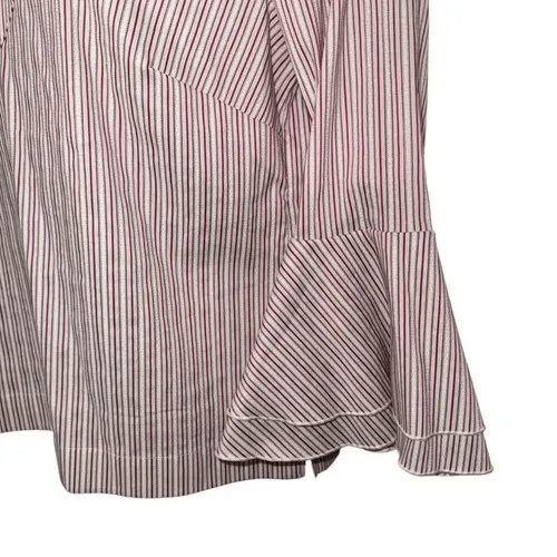 WHITE HOUSE BLACK MARKET Carmen Candy Stripe Belled Sleeve Blouse‎ NWOT Size 6 - Image 4