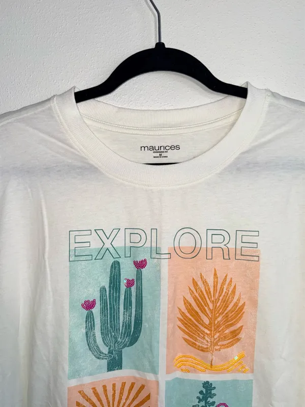 Maurices Explore New Terrains Oversized Graphic Tee Sequin Nature - Image 3