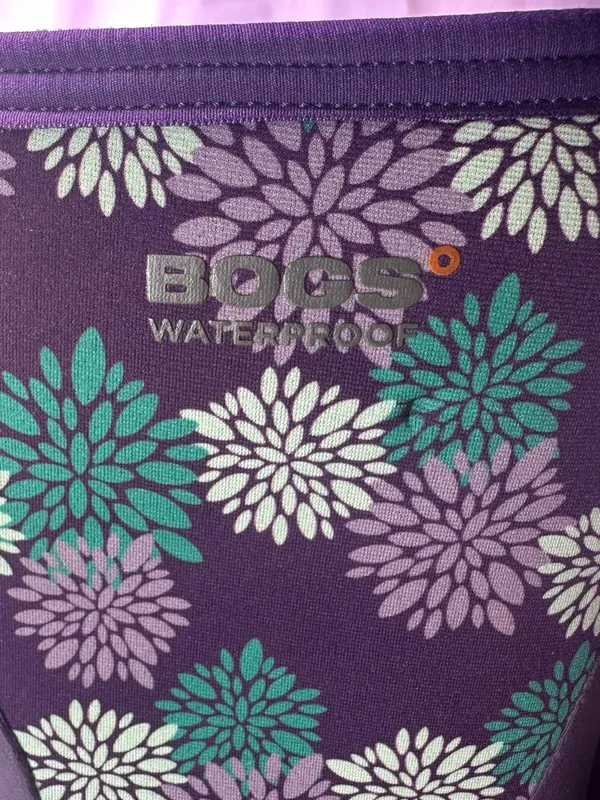 Bogs Purple Floral Waterproof Rain Boots with Teal Accents - Image 5