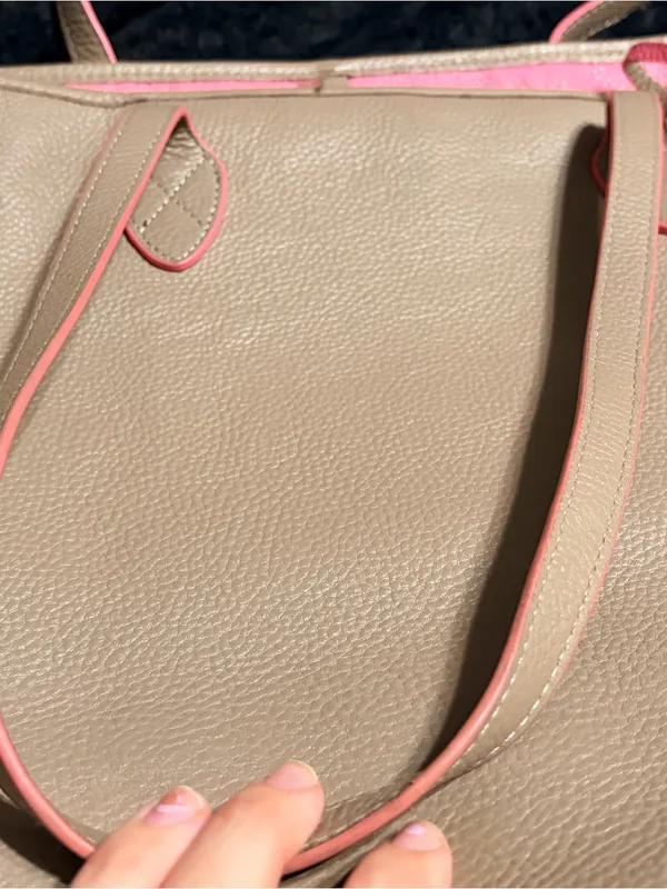 Lodis Beige Tote with Pink Trim Tan - Image 11