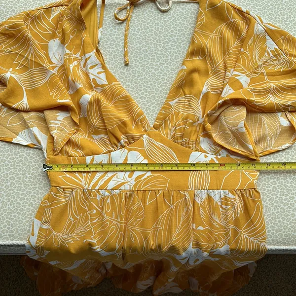 Lulus Open Back Golden Yellow Long Maxi Dress with Flutter Sleeves size S - Image 9