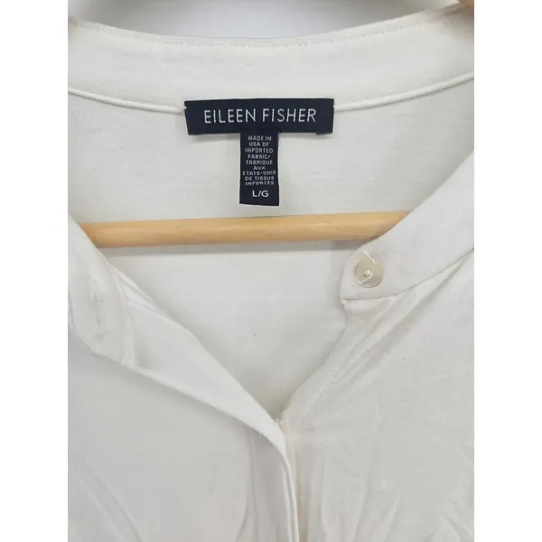 Eileen Fisher Cardigan Womens L Viscose Spandex Off White Button Front EUC - Image 2