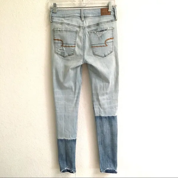 American Eagle Outfitters high rise two tone jegging‎ light wash denim jeans 2 - Image 2