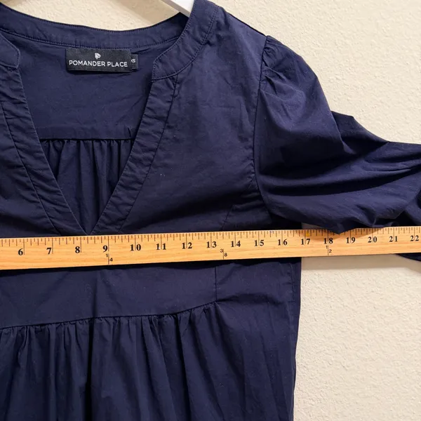 Tuckernuck Pomander Place‎ Navy Blue Cotton Poplin Kenzo Mini Dress Size XS - Image 11