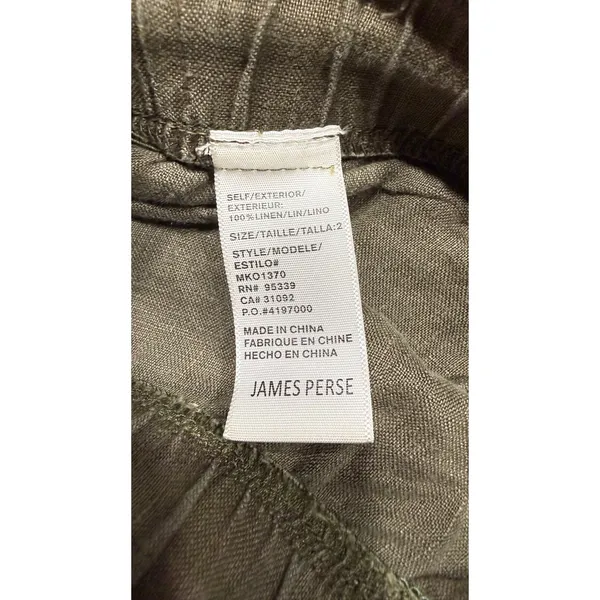 Standard James Perse Womens Olive Linen Drawstring Pants MKO1370 Size 2 - Image 6