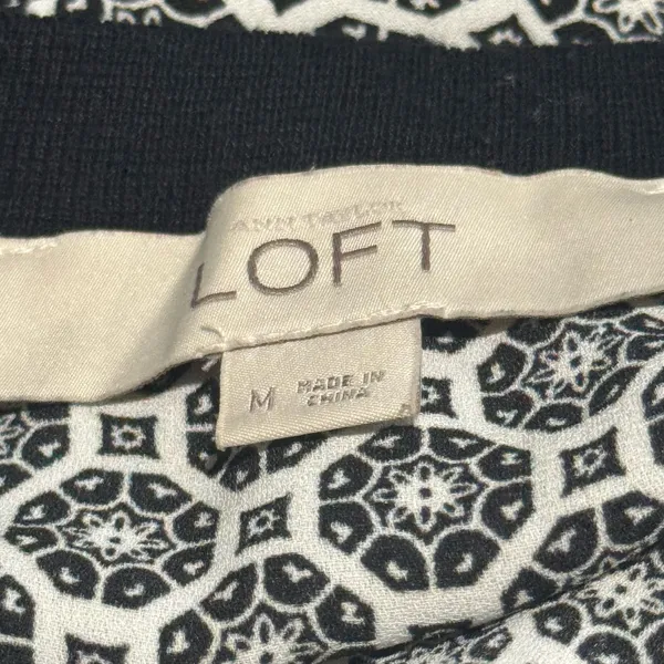 LOFT Black White Mixed Print Long Sleeve Tunic Top Women’s Medium - Image 4