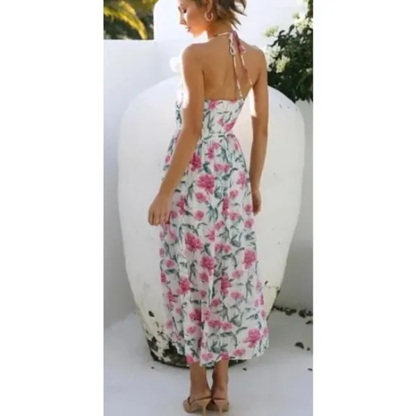 NWT Here Comes the Sun Beige Pink Floral Dress Sz. US M - Image 2